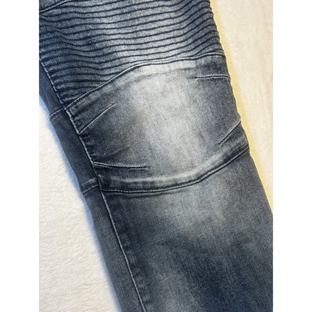 True Religion Men's Rocco Relaxed Skinny Jeans Size 32 Moto Ribbed Biker Hip hop